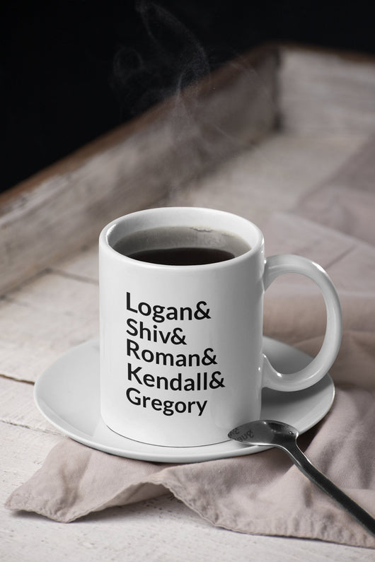 Logan and Kendall and Shiv and Roman and Gregory -  Succession Parody Mug