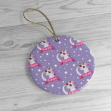 Cute Purple and Pink Unicorn "Cool" Holiday Tree Ornament