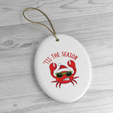 Holiday 'Tis The Season Crab - Fisherman Christmas Ornament - Ceramic Ornament For Christmas Tree