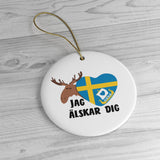 I Love You Sweden Christmas Tree Ornament - Jag älskar dig - Swedish Ornament