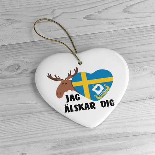 I Love You Sweden Christmas Tree Ornament - Jag älskar dig - Swedish Ornament