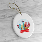 Seattle, Baby It's Rainy Outside -  Funny Christmas Ornament - Ceramic Ornament For Christmas Tree