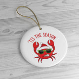 Holiday 'Tis The Season Crab - Fisherman Christmas Ornament - Ceramic Ornament For Christmas Tree