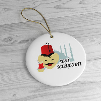 Turkish Ornament - Holiday Ornament For Christmas Tree - Ceramic Ornament - Turkey - I Love You