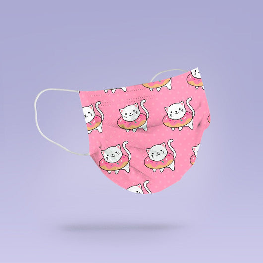 Washable & Reusable Cute Pink Donut Cat Face Mask Cover