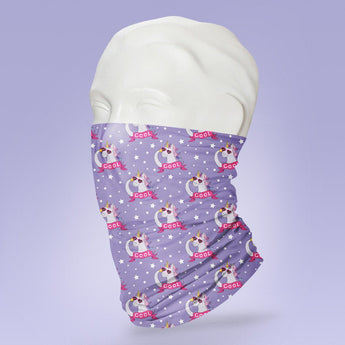 Washable & Reusable Unicorn Themed Purple Mask - Gaiter Face Shield - Face Mask - Face Buff - Snood - Face Gator