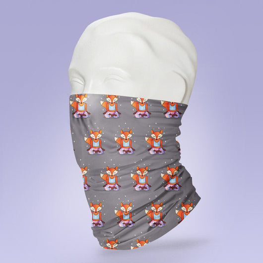 Washable & Reusable Yoga Fox Face Mask - Gaiter Face Shield - Face Mask - Face Buff - Snood