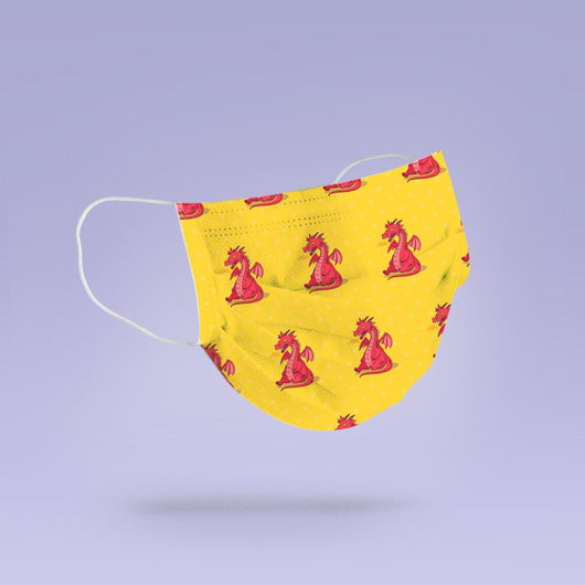 Washable & Reusable Cute Yellow and Red Dragon Cloth Face Mask - Cute Face Masks