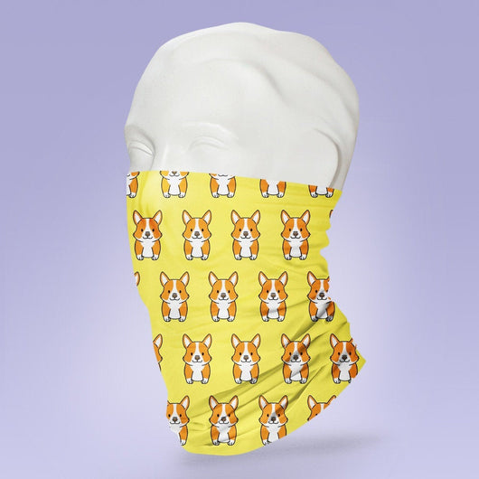 Washable & Reusable Corgi Dog Themed Mask - Face Mask - Face Buff - Snood