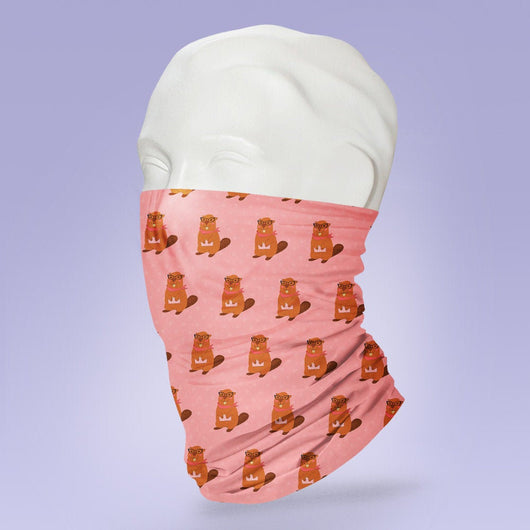 Washable & Reusable Pink Beaver Face Mask -  Gaiter Face Shield - Face Mask