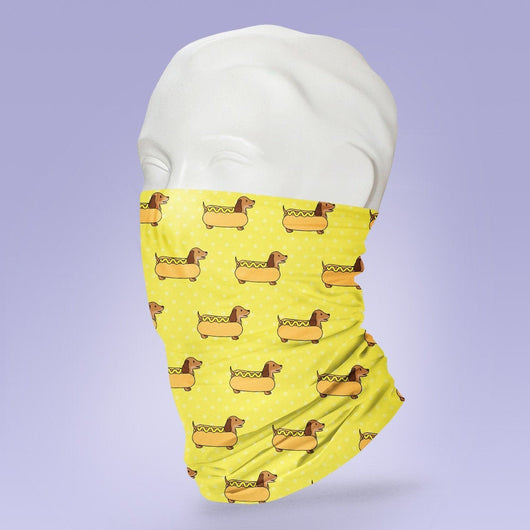 Washable & Reusable Yellow Hot Dog  Mask - Face Shield - Face Mask