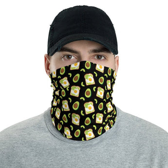 Washable & Reusable Cloth Neck Gaiter Face Shield - Avocado Toast Print - Face Mask