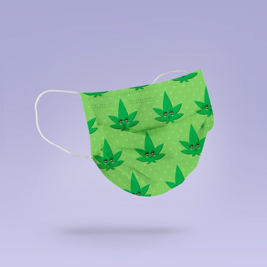 Washable & Reusable Cute Weed Themed Marijuana Face Mask Cover - Stoned Pot Leaf