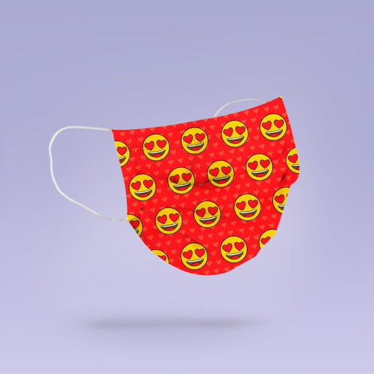 Washable & Reusable Heart Eyes Emoji Cloth Face Mask Cover