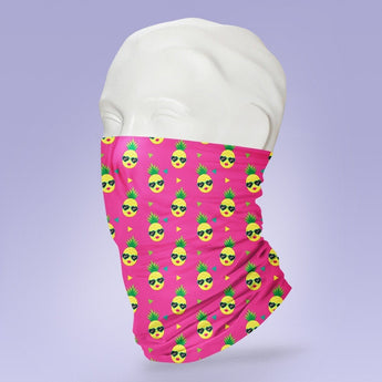 Washable & Reusable Pink Pineapple Print  - Gaiter Face Shield - Face Mask