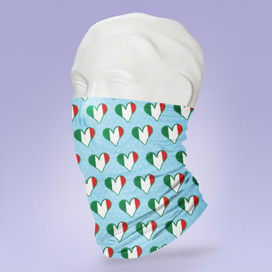 Washable & Reusable Italian Hearts  - Italy Themed Face Shield - Face Mask