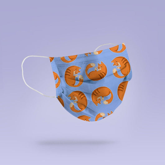 REUSABLE FACE MASK -  Soft, Cloth, Anti-Dust, Washable, Re-Usable, Sassy Orange Cat Adult Mouth Cover - Cat Face Mask