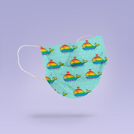Washable & Reusable LGBT Gay Pride Rainbow Whale Cloth Face Mask Cover