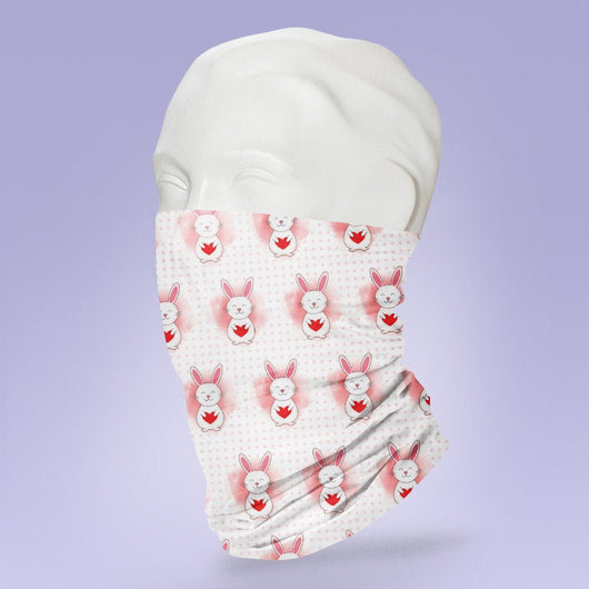 Washable & Reusable Bunny With Heart Face Mask - Gaiter Face Shield - Face Mask - Face Buff - Snood