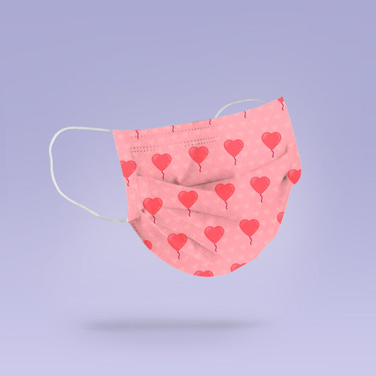 Washable & Reusable Pink Hearts Mask Cover - Cute Face Mask