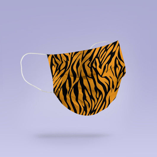REUSABLE FACE MASK - Soft, Cloth, Tiger Print Design, Washable, Re-Usable - Adult Mouth Cover -  Tiger Print Face Mask