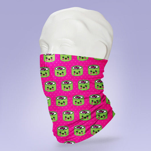 Washable & Reusable Pink Sushi Themed Mask - Face Mask - Face Buff - Snood