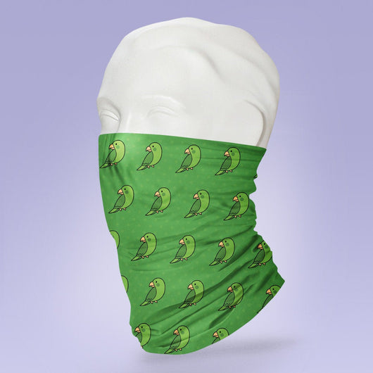 Washable & Reusable Green Parrot - Gaiter Face Shield - Face Mask