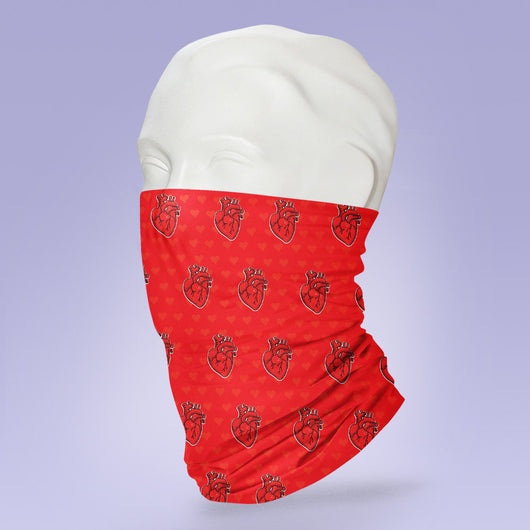 Washable & Reusable Heart Surgeon Theme Red Heart Mask- Gaiter Face Shield - Face Mask