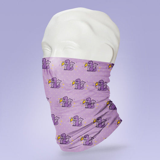 Washable & Reusable Purple Flame Breathing Dragon -  Gaiter Face Shield - Face Mask