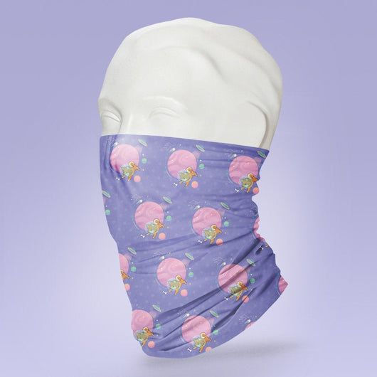 Washable & Reusable Cute Space Shiba Inu Face Mask -   Gaiter Face Shield - Face Mask