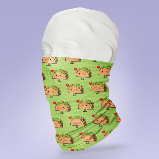 Washable & Reusable Green Taco Face Mask - Shield - Face Mask - Face Buff - Snood - Face Gator