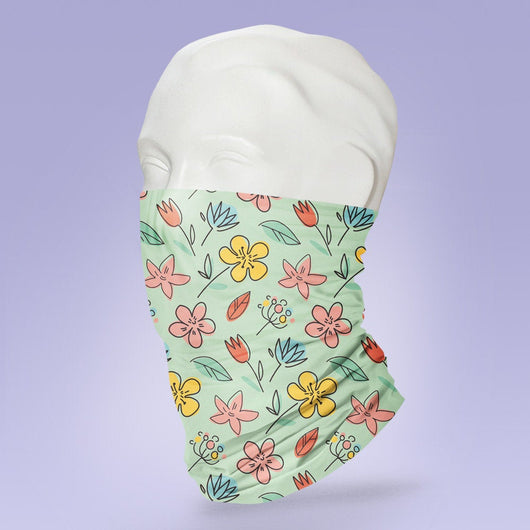 Washable & Reusable Pretty Trendy Flower Print - Gaiter Face Shield - Face Mask - Stylish Pattern