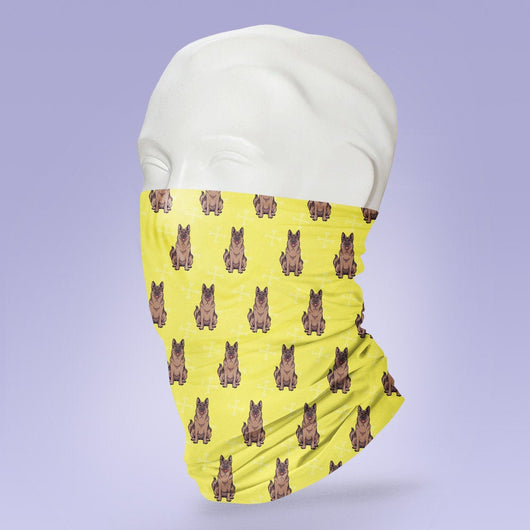 Washable & Reusable German Shepherd Themed Mask - Gaiter Face Shield - Face Mask - Face Buff - Snood - Yellow Dog Face Gator