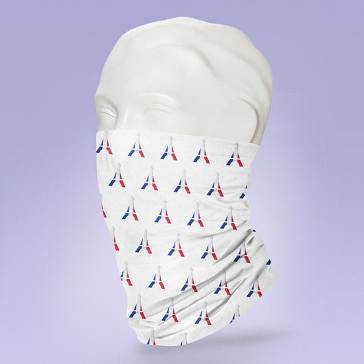 Washable & Reusable Cute Paris France Neck Gaiter Mask - Blue Face Mask - Face Shield - Face Mask - Paris Mask