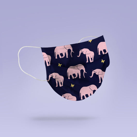 REUSABLE FACE MASK -  Soft, Cloth, Pink Elephant Design, Washable, Re-Usable - Adult Mouth Cover - Elephant Face Mask
