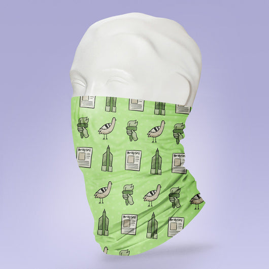 Green Pigeon, Empire State, Newspaper - New York City Themed Mask - Face Mask - Face Buff - Snood - New York Mask - NYC Face Mask