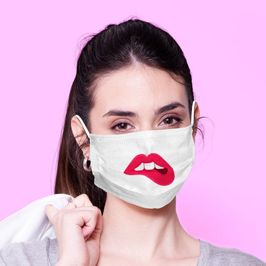 Washable & Reusable Sassy Biting Lip Face Mouth Mask - Kawaii Face Mask -  Mask Cover - Funny Masks - Funny Face Mask