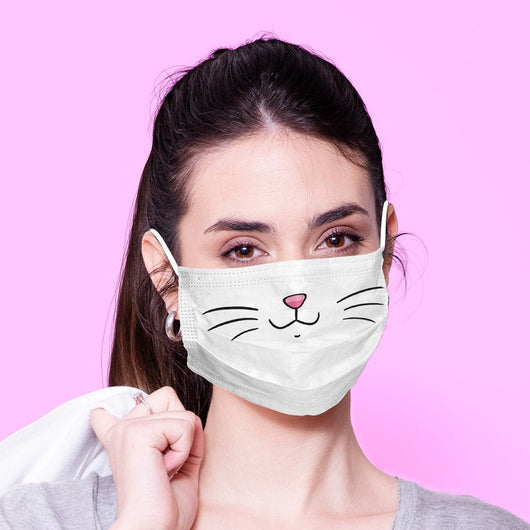 Washable & Reusable Kitty Face Mouth Mask - Pink Kawaii Face Mask -  Mask Cover - Funny Masks - Funny Face Mask - Cat Face Mask