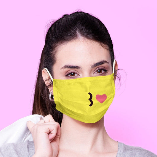 Washable & Reusable Kissy Face Emoji Mouth Mask - Kawaii Face Mask -  Mask Cover - Funny Masks - Funny Face Mask