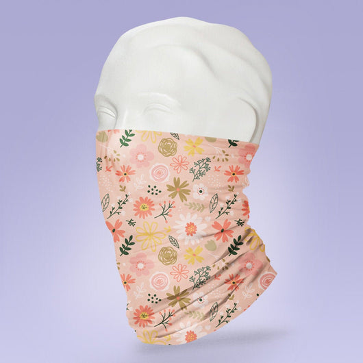 Washable & Reusable Pink Flower Face Mask Gaiter - Stylish Face Mask - Face Shield - Cute Face Mask