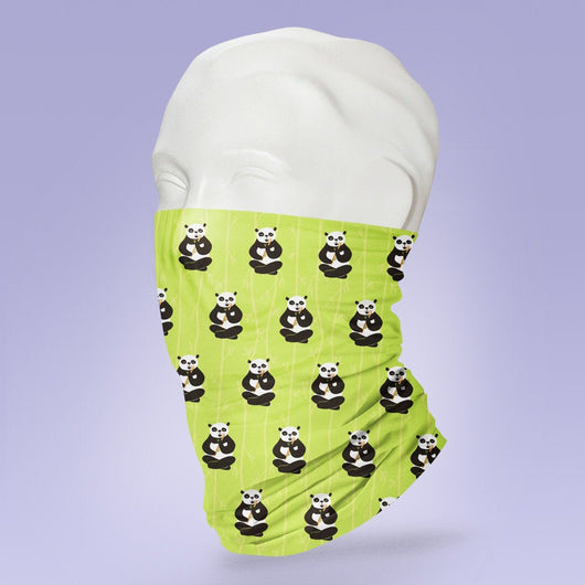 Washable & Reusable Green Panda Themed Mask - Gaiter Face Shield - Face Mask - Face Buff - Snood - Green Panda Face Gator