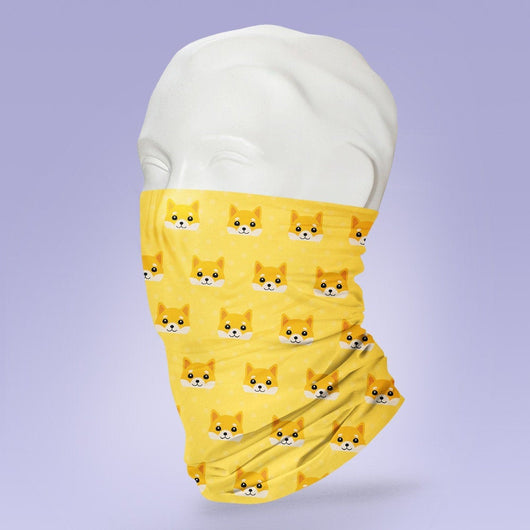 Washable & Reusable Cute Shiba Inu Mask - Yellow Face Mask - Face Shield - Face Mask - Yellow Shiba Mask