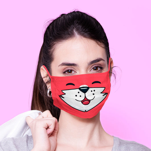Washable & Reusable Kawaii Cute Fox Face Mask -  Mask Cover - Funny Masks