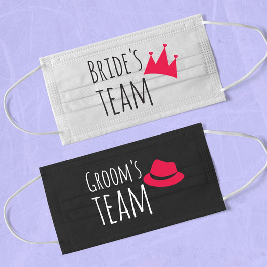 Groom's Team / Bride's Team Washable & Reusable Wedding Face Mask - Engagement Face Mask - Face Mask Bachelor / Bachelorette Party