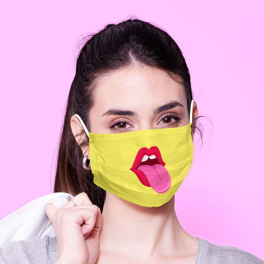 Washable & Reusable Kissy Tongue Mouth Mask - Kawaii Face Mask -  Mask Cover - Funny Masks - Funny Face Mask