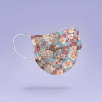 REUSABLE FACE MASK - Soft, Cloth, Washable, Re-Usable, Vintage Rose Pattern Mask Mouth Cover - Flower Face Mask