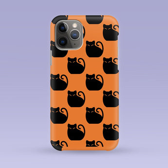 Orange Halloween Black Cat iPhone Case - Multiple Case Sizes Available - Halloween Black Cat iPhone Cover -Halloween iPhone Case