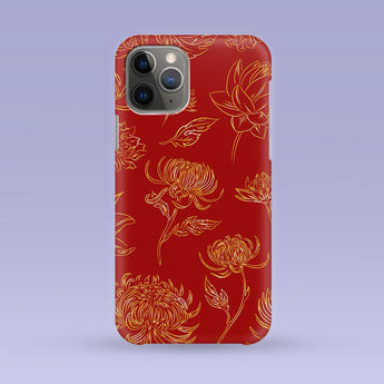 Red Japanese Flower Pattern iPhone Case - Multiple Case Sizes Available - Trendy iPhone Cover - Lotus Flower iPhone Case
