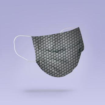 REUSABLE FACE MASK - Soft, Cloth, Gray Honeycomb Design, Washable, Re-Usable - Adult Mouth Cover -  Bee Keeper Face Mask