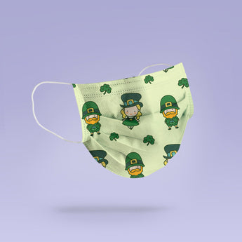 REUSABLE FACE MASK - Soft, Cloth, Green Irish St. Patrick's Day Leprechaun Face Mask Design, Washable, Re-Usable - Irish Face Mask